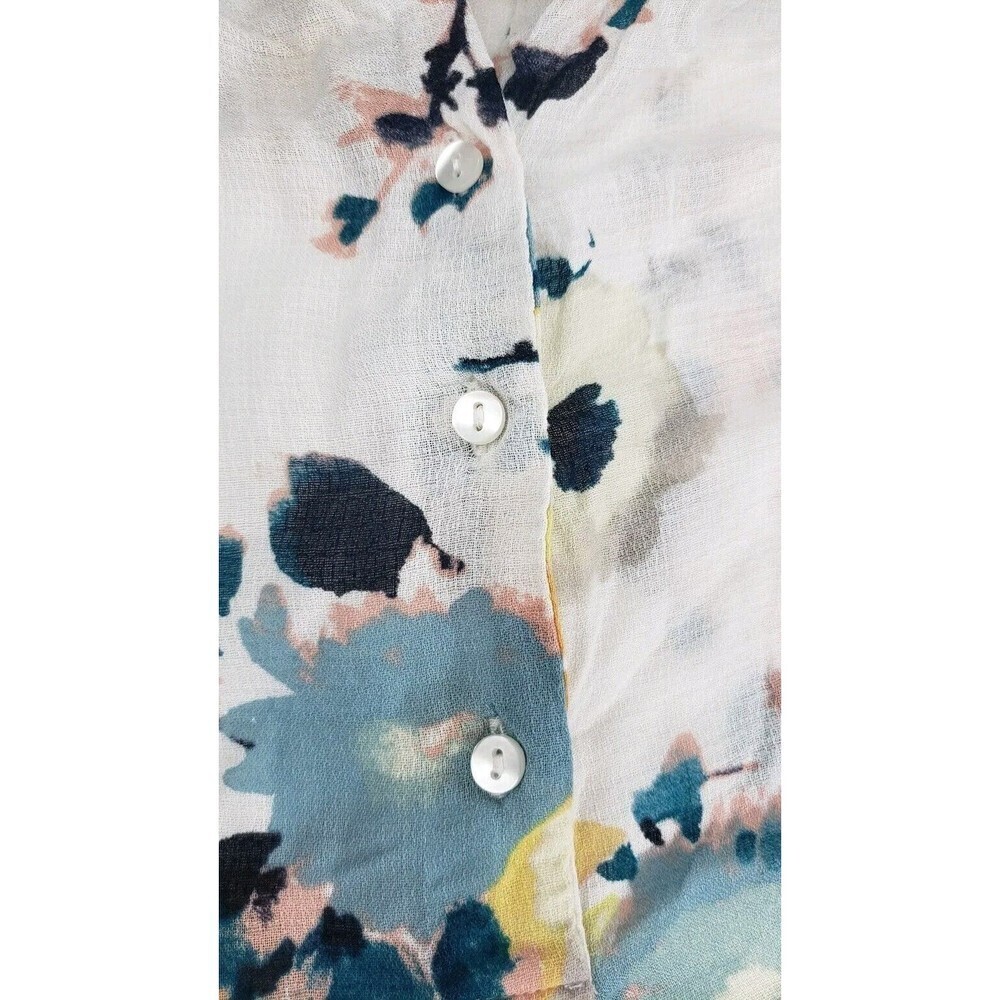 Lucky Brand Women's Floral Peasant Blouse Top keyhole (Size L) Long Sleeve - Picture 8 of 12